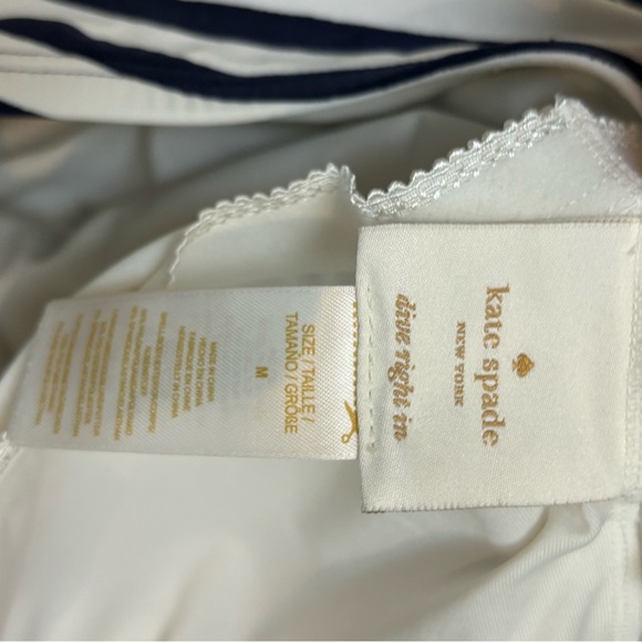Kate Spade Bandeau One Piece Strapless Swim Suit Navy/White Stripe Medium - Picture 6 of 10